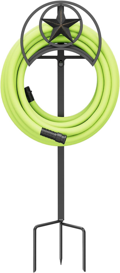 GOFORWILD Garden Hose Holder, Star Decorative, Durable Wall Hose Hanger, Hose Reel, Holds 125-Feet of 5/8-Inch Hose, Made of Gauge Steel