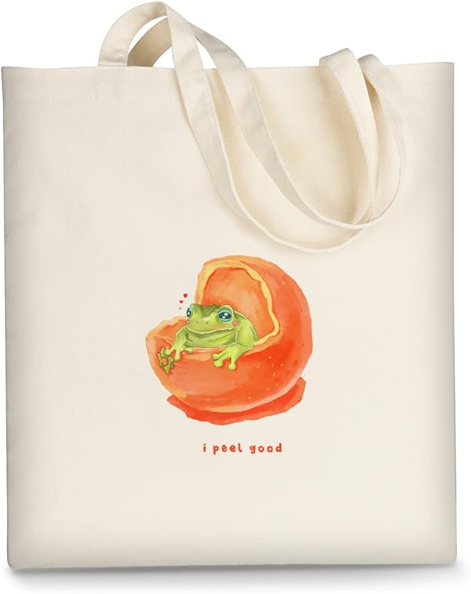 AUSVKAI Canvas Tote Bag Aesthetic for Women, Cute Reusable Cloth Cotton Bags for Shopping Beach Grocery
