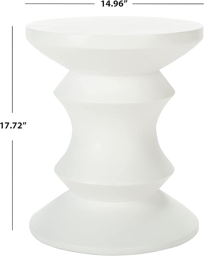 SAFAVIEH Outdoor Collection Katara Modern Ivory Concrete Accent Table (Fully Assembled) VNN1034B