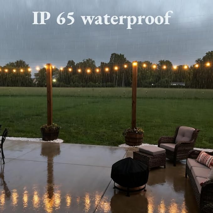 Honche Solar Lights Outdoor Waterproof IP65 with 20 LED Edison Bulb Patio Lights String Lights 49FT Warm White Solar Powered for Bedroom Christmas Camping Wedding Birthday Backyard Gazebo Party