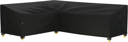 iBirdie Outdoor Sectional Cover fit 90 x 120 inch, 89 x 118, L-Shaped Patio Furniture Sofa, Waterproof Weatherproof Heavy Duty 600D Garden Cover for Outside L Shape Couch, Black