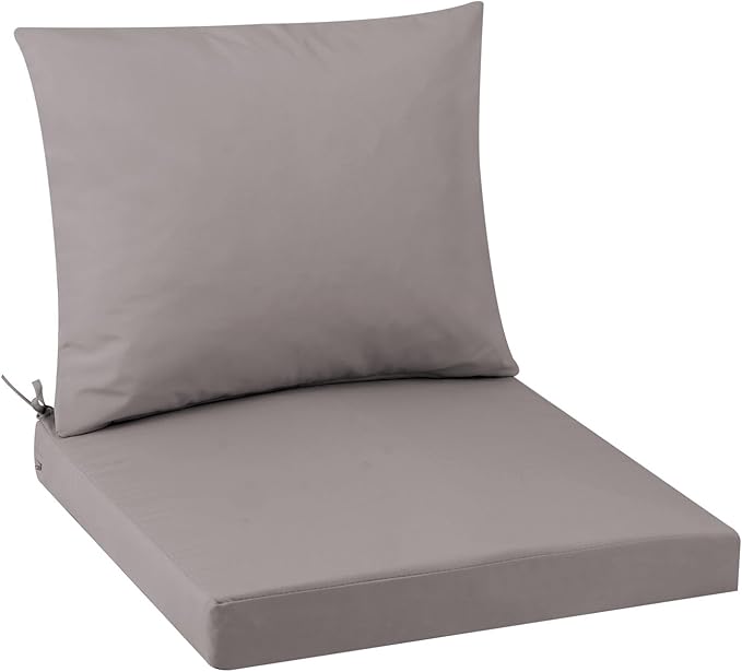 Outdoor Seat Cushion Set 19 x 19 In, Water-Resistant & Fade-Resistan, Patio Furniture Cushions with Removable Cover Deep Seat & Back Cushion with Handle and Adjustable Straps for Chair Sofa,1PC