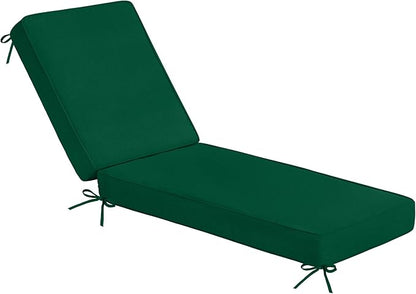Sundale Outdoor Olefin Chaise Lounge Cushion, Water-Resistant Patio Lounge Chair Cushion, Thick Lounger Pad with 4 Straps Dark Green, 72 x 21 x 4 Inches