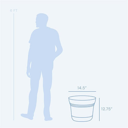 Bloem Saturn 14" Royal Lilac Round Resin Planter Pot with Snap-in Saucer for Indoor and Outdoor Gardening