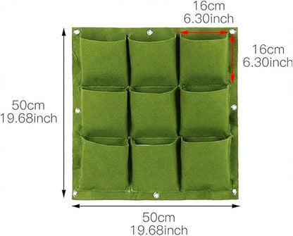 WFIST Vertical Hanging Planter Bag, Breathable Felt Wall Garden Planter with Metal Grommets, Indoor/Outdoor Space-Saving Herb & Flower Growing Pouch (9-Pocket)