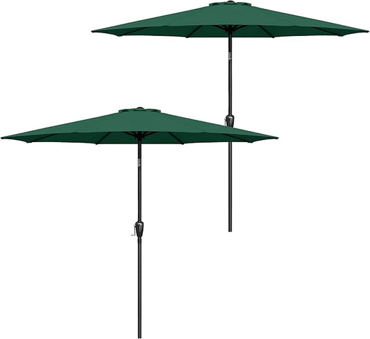 Simple Deluxe 2 Pack 9FT Outdoor Patio Umbrella Table Market Umbrella with Push Button Tilt and Crank, 8 Sturdy Ribs, UV Protection Waterproof for Garden, Lawn, Deck, Backyard, Pool, Green