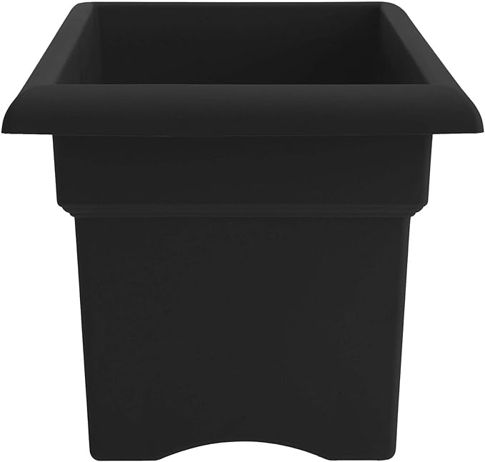 Bloem Veranda 26" Black Deck Box Planter with Optional Knock-Out Drainage Holes