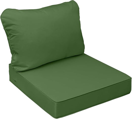 AAAAAcessories Outdoor Seat Cushions for Chairs, Fade-Resistant, Waterproof Patio Furniture Replacement Cushions, 20" x 18" x 3" + 20" x 17", Dark Moss Green