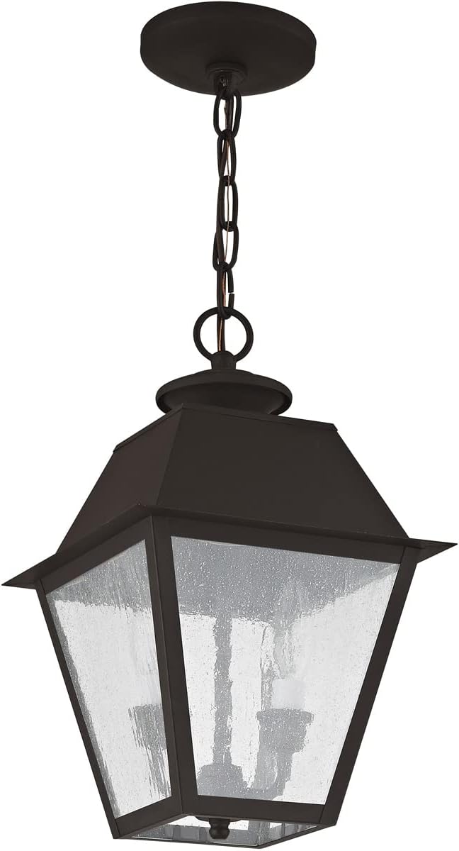 Livex Lighting 2167-07 Mansfield 2-Light Outdoor Hanging Lantern, Bronze