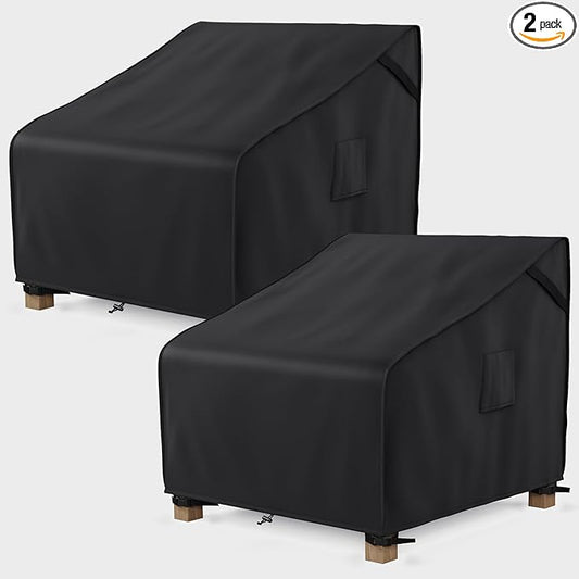MR. COVER Outdoor Chair Covers Waterproof, Patio Furniture Covers for Rocking Chair, Heavy Duty Anti UV Chair Cover, Fits up to 38W x 40D x 34H Inches, Air Vent and Handles Included, Black, 2 Pack