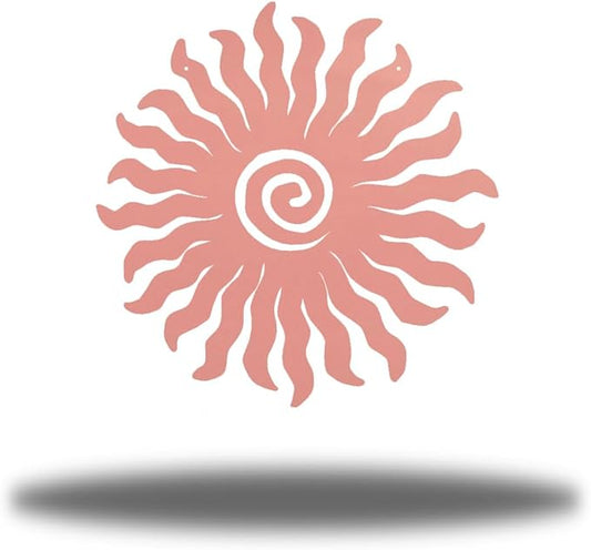 Riverside Designs Sunburst Metal Wall Art Steel Outdoor Decor - Heavy-Duty and Waterproof - Made in USA (36", Pink)