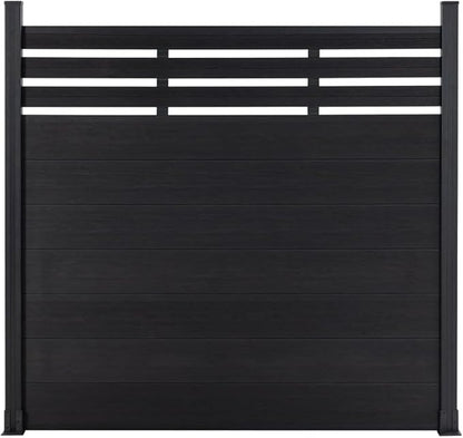 6x6 FT Wood Composite Privacy Fence Panel,Semi-Enclosed Outdoor AC Unit Cover,Trash Can Barrier | Weatherproof, Easy Installation, Durable Composite Fencing (Black with 2 Post)