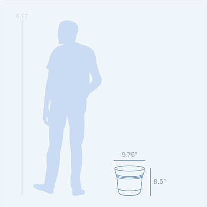 Bloem Saturn 10" Charcoal Round Resin Planter Pot with Snap-in Saucer for Indoor and Outdoor Gardening