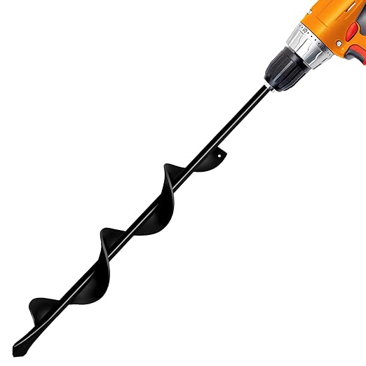 1.7"x15" Garden Auger Drill Bit for Planting Solid Shaft Bulb Auger, Heavy Duty Garden Spiral Drill Bit for Auger Post Hole Digger, 3/8” Hex Drive Drill