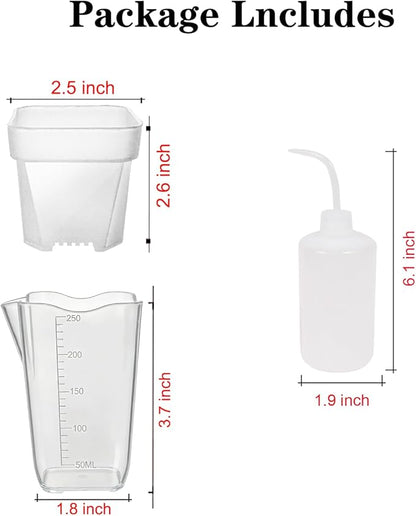 16 Pack 2.5" Mini Clear Self Watering Plant Pots, Plastic Planters with Bottom Water Tray & Watering Rope, Nursery Planting Pot for Indoor Out Door Plants
