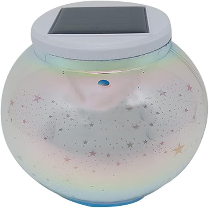 Lxcom Lighting Solar Powered 3D Fireworks Star Lights Color Changing Globe Ball Decorative Star LED Night Light RGB+White Rechargeable Solar Table Lamp Waterproof for Garden Yard Patio