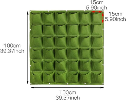 WFIST Vertical Hanging Planter Bag, Breathable Felt Wall Garden Planter with Metal Grommets, Indoor/Outdoor Space-Saving Herb & Flower Growing Pouch (36-Pocket)