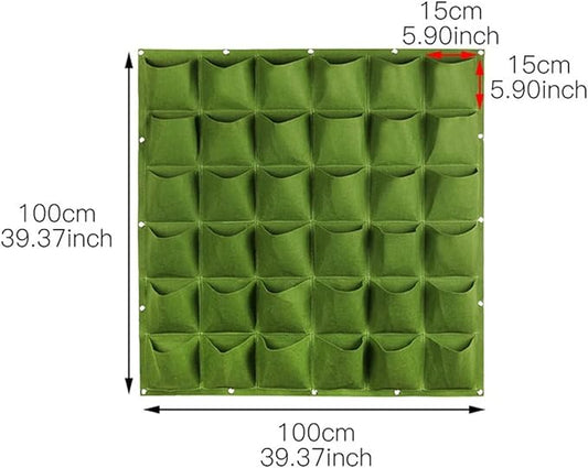 WFIST Vertical Hanging Planter Bag, Breathable Felt Wall Garden Planter with Metal Grommets, Indoor/Outdoor Space-Saving Herb & Flower Growing Pouch (36-Pocket)