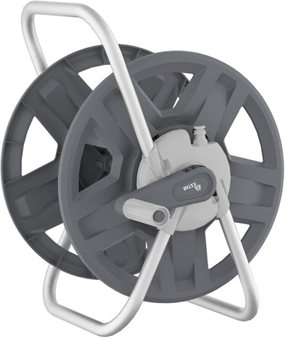 Water Hose Reel Cart, Holds 60-80 Ft of 5/8 Inch Hose, Grey Wall Mounted Garden Hose Cart, Portable Hose Reel for Convenient Storage and Watering