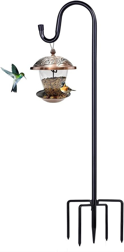 Shepherd Hooks for Outdoor, 1 Pack 46 Inch Bird Feeder Pole with 5 Prongs Base for Hanging Lantern, Hummingbird Feeder, Lightweight Plant, Shepherds Hook for Bird Feeders for Outside