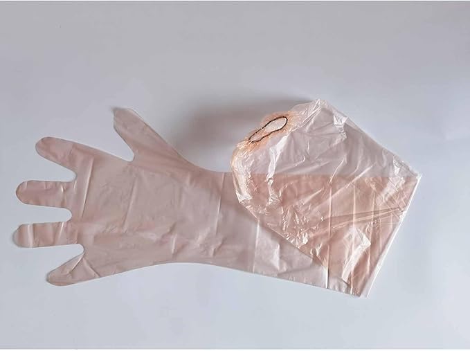50pcs Disposable Long Plastic Gloves Veterinary Insemination Rectal Gloves Field Dressing Cleaning Household 35 inch Length Full Arm Long Sleeve for Non-Contact Work