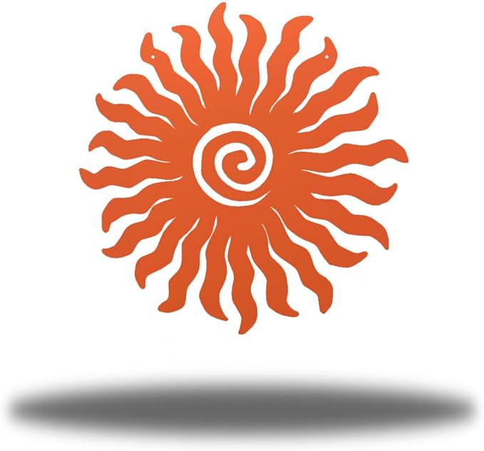 Riverside Designs Sunburst Metal Wall Art Steel Outdoor Decor - Heavy-Duty and Waterproof - Made in USA (18", Coral)