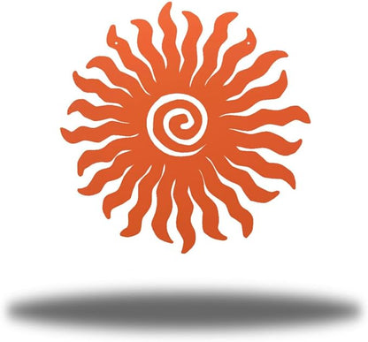 Riverside Designs Sunburst Metal Wall Art Steel Outdoor Decor - Heavy-Duty and Waterproof - Made in USA (18", Coral)