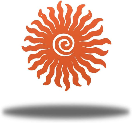 Riverside Designs Sunburst Metal Wall Art Steel Outdoor Decor - Heavy-Duty and Waterproof - Made in USA (18", Coral)