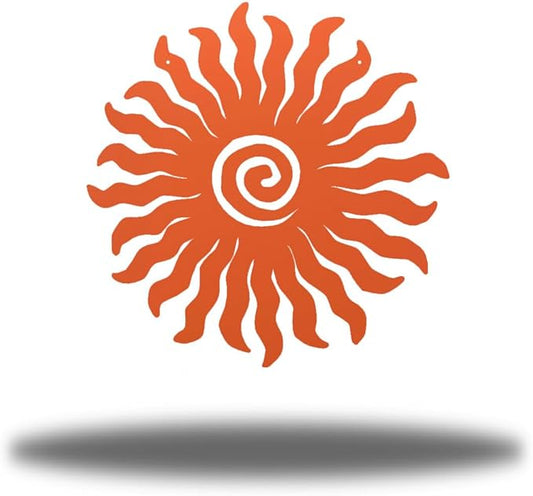 Riverside Designs Sunburst Metal Wall Art Steel Outdoor Decor - Heavy-Duty and Waterproof - Made in USA (24", Coral)