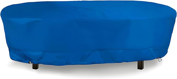 Eevelle Meridian Patio Oval Table Cover with Marine Grade Fabric - Waterproof Outdoor Table Cover - Furniture Set Covers for Dining Table - Easy to Install - (25.5" H x 70" L x 48" W, Royal Blue)