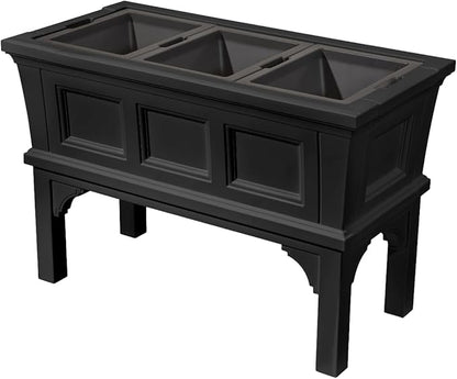 Step2 Atherton Raised Planter Box, Large Planters for Outdoor Plants, Gardening and Flower Pot for Patio or Porch, Easy Drainage, Durable Plastic, Onyx Black