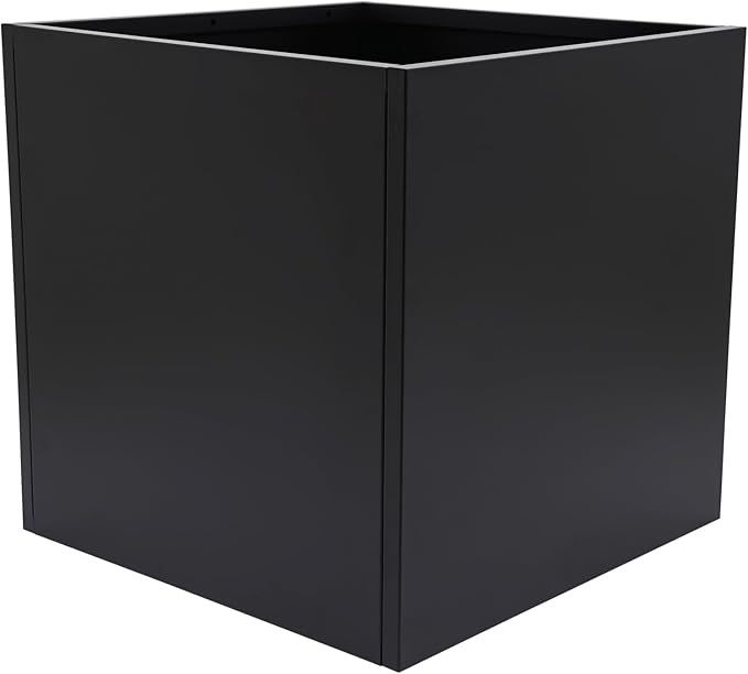 26Inch Steel Planter Box Metal Planter Large Tall Square Planters for Indoor Outdoor Plants, Heavy Duty Flower Pot for Patio, Yard, Garden (Black, 26" L x 26" W x 26" H)