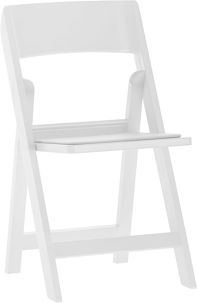 Flash Furniture Hercules Tucker Commercial White Resin Folding Chair - Lightweight, Vinyl Padded Removable Seat, Indoor Outdoor Use, Event & Wedding Ready
