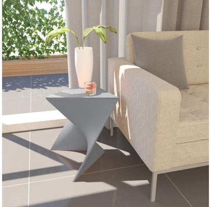 LeisureMod 15.75" Stackable Weather-Resistant Plastic Triangular Side Table - Accent End Table for Indoor & Outdoor Use (Grey, Set of 4)