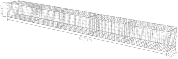 Galvanized Steel Gabion Wall with Covers, Gabion Mesh Wire Wall Panel Galvanized Steel Garden Stone Wire Basket Fencing Patio Decorative Fence, 236"x19.7"x19.7",-181