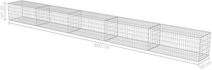 Galvanized Steel Gabion Wall with Covers, Gabion Mesh Wire Wall Panel Galvanized Steel Garden Stone Wire Basket Fencing Patio Decorative Fence, 236"x19.7"x19.7",-181