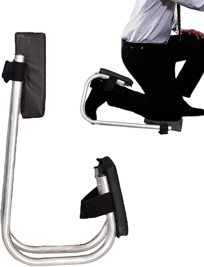 Knee Seat, Strap on Kneeling Device for Garden, Portable Stainless Steel Gardening Strap on Knee Seat, Knee Seat for Gardening Garden Farm Work Seniors Gardener (Black)