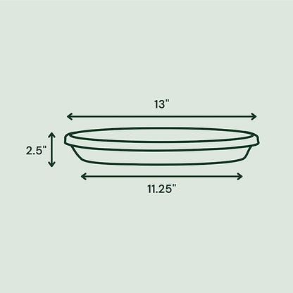 Bloem Terra Resin Saucer Tray: 11.25" Bottom Width - Navy Blue - Matte, Durable, Ribbed Bottom, Indoor and Outdoor, Fits 14" Terra Pots