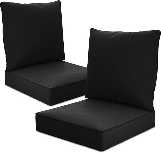 22" x 22" x 6" Outdoor Deep Seat Cushions Set - 2 Set Waterproof & Fade Resistant Patio Furniture Replacement Cushions, Non-Slip Outdoor Cushions Fit Loveseats, Couches, Chairs, and Sofas.