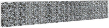 Galvanized Steel Gabion Wall with Covers, Gabion Mesh Wire Wall Panel Galvanized Steel Garden Stone Wire Basket Fencing Patio Decorative Fence, 236"x11.8"x39.4",-184