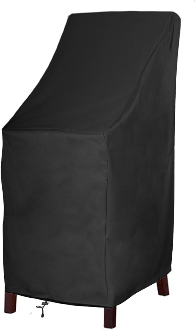 RosieLily Outdoor Chair Covers, High Back Patio Chair Covers Waterproof, Heavy Duty Patio Furniture Covers, Stackable Outdoor Bar Stool Covers, 600D, High Back-1 Pack, Black
