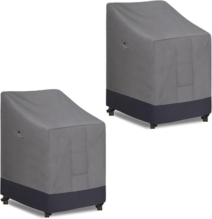 Easy-Going Heavy Duty Outdoor Stackable Chair Cover, Waterproof Patio Chair Cover, Windproof Outdoor Furniture Cover with Air Vent (2 Pack-28Wx36Dx47H inch, Gray/Dark Gray)
