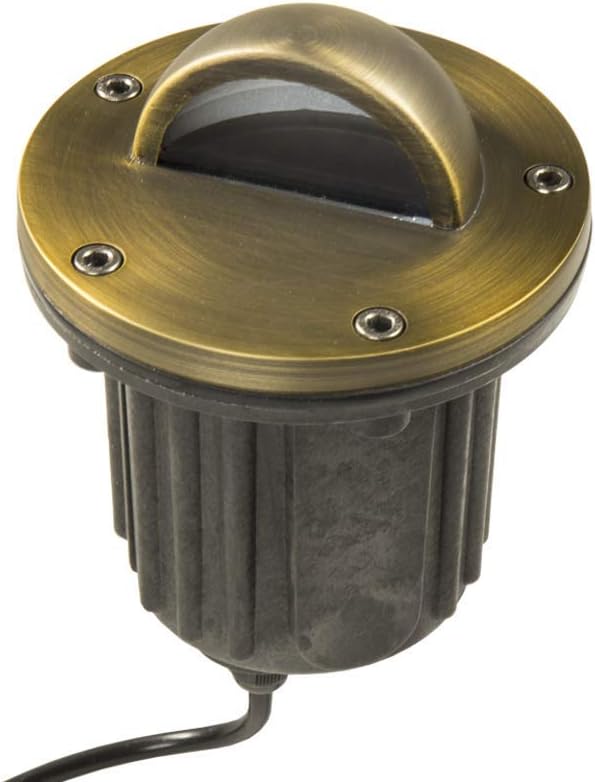 12V Brass In-Ground Well Light (Beacon Top) with 5W 2700K Warm White MR16 LED Bulb for Low Voltage Landscape Lighting of Outdoor Pathway, Garden, Shrubs, Columns or Trees
