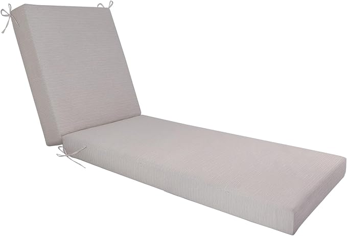 Outdoor Chaise Lounge Cushion- Waterproof & Fade Resistant Patio Lounger Cushions with Removable Cover for Pool, Deck, Lawn .70 x 22 x 4 Inch (Beige)