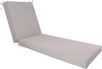Outdoor Chaise Lounge Cushion- Waterproof & Fade Resistant Patio Lounger Cushions with Removable Cover for Pool, Deck, Lawn .70 x 22 x 4 Inch (Beige)