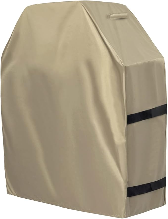 OutdoorLines Waterproof Heavy Duty BBQ Grill Cover - Universal Barbecue Grill Covers UV Resistant Barbeque Gas Grill Cover for Outdoor Outside Grill, 32L x 24W x 43H Inch, Camel