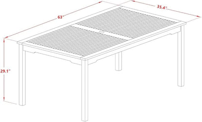 East West Furniture CMDK5CWNA 5 Piece Outdoor Patio Dining Sets Includes a Rectangle Acacia Wood Table and 4 Folding Side Chairs, 35x66 Inch, Natural Oil