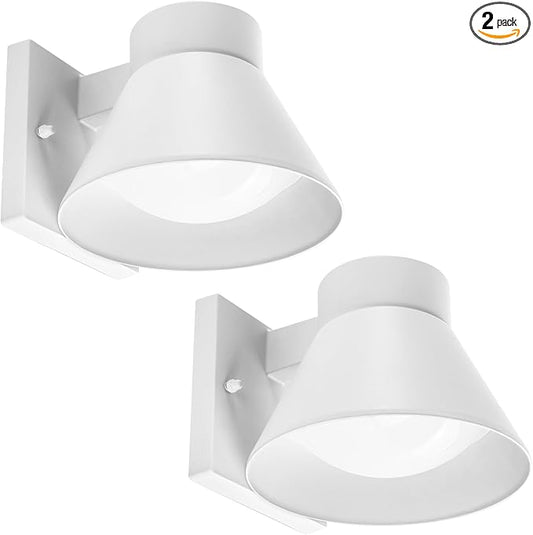 UME 2 Pack LED Outdoor White Front Porch Lights, Waterproof Wall Lantern Light Fixture, Anti-Rust Farmhouse Barn Wall Sconce for Patio, Doorway, Garage