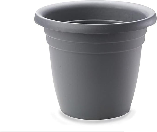 Crescent Too Indoor-Outdoor Emma Round Plastic Flowerpot 18 Inches Colored Planter (Charcoal)