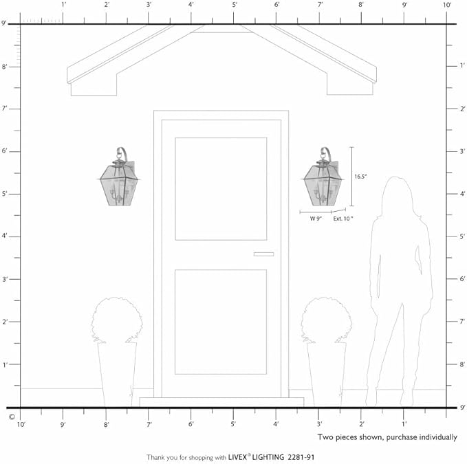 Livex Lighting 2281-07 Westover 2-Light Outdoor Wall Lantern, Bronze, 16.5" x 9" x 10"